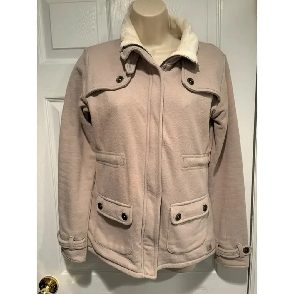 Carhartt For Women Jacket XS Beige‎ Sherpa Collar Y2K Vintage Workwear